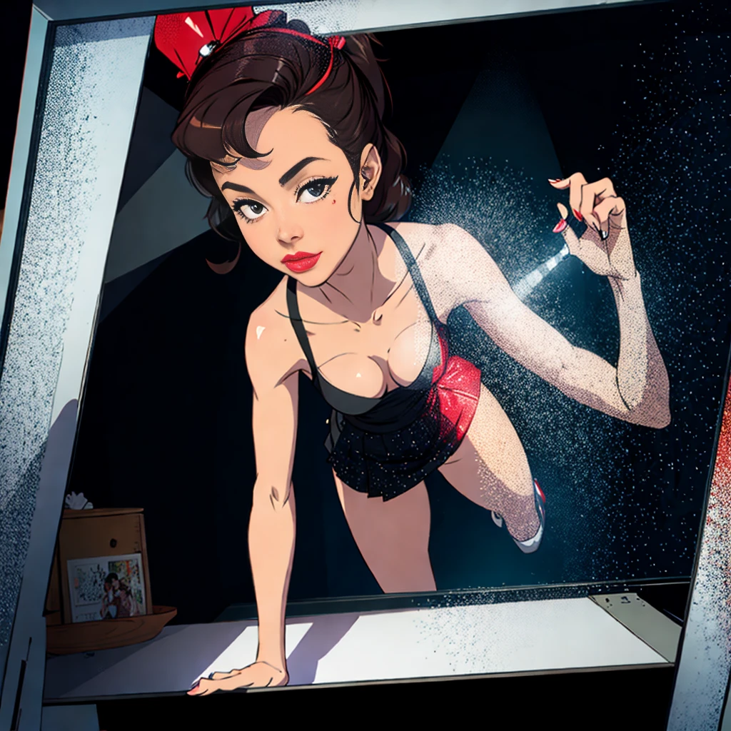 Pin-up in a dark room,