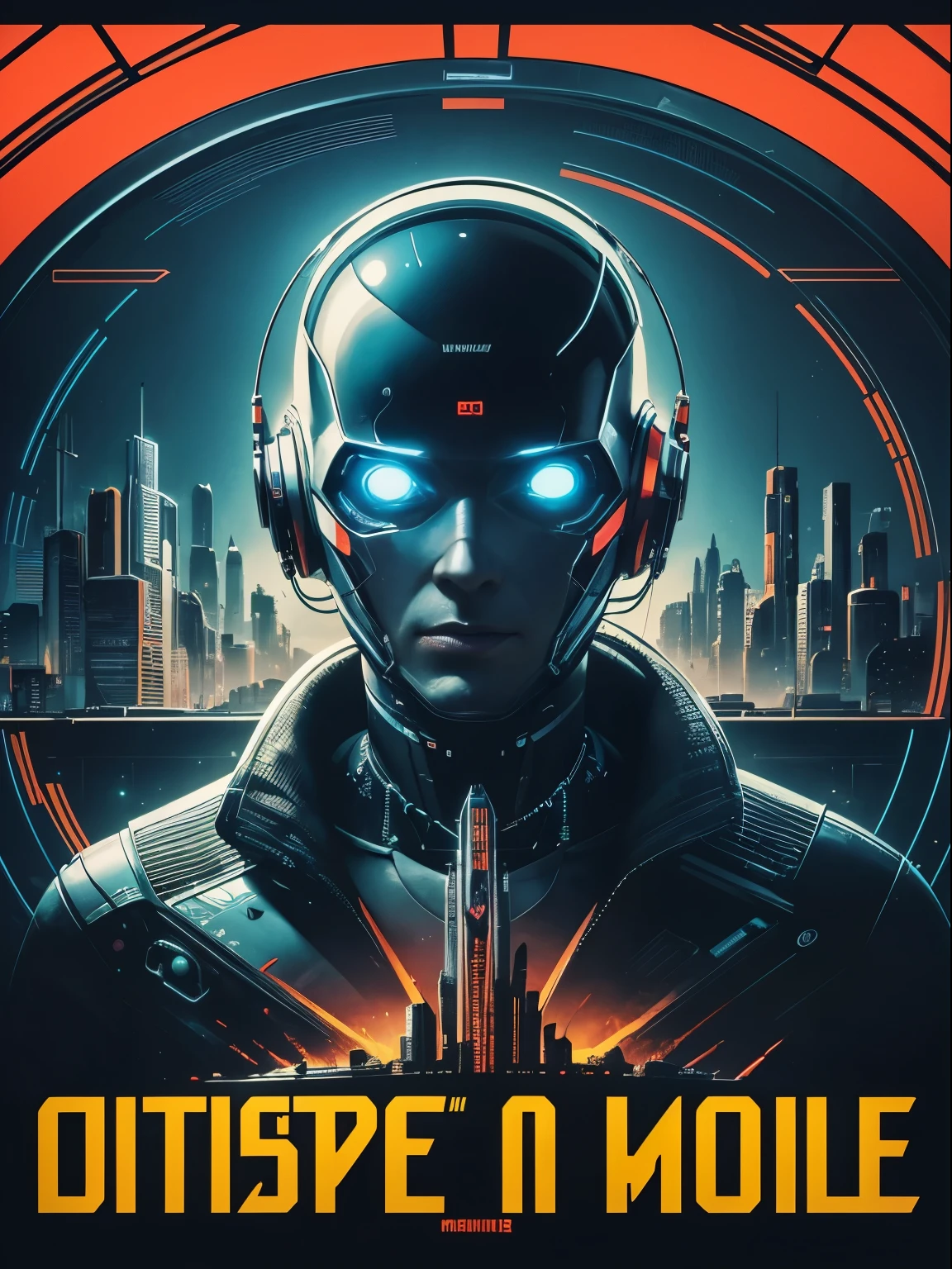 (masterpiece, best quality), 8k wallpaper, Very detailed, poster, High quality futuristic, 60s of the 20th century, different elements cybernetic colors and typography thriller cinematic movie poster, bauhause, shape, Wire, Abstract, propaganda, mid century modern, movie poster, High quality,