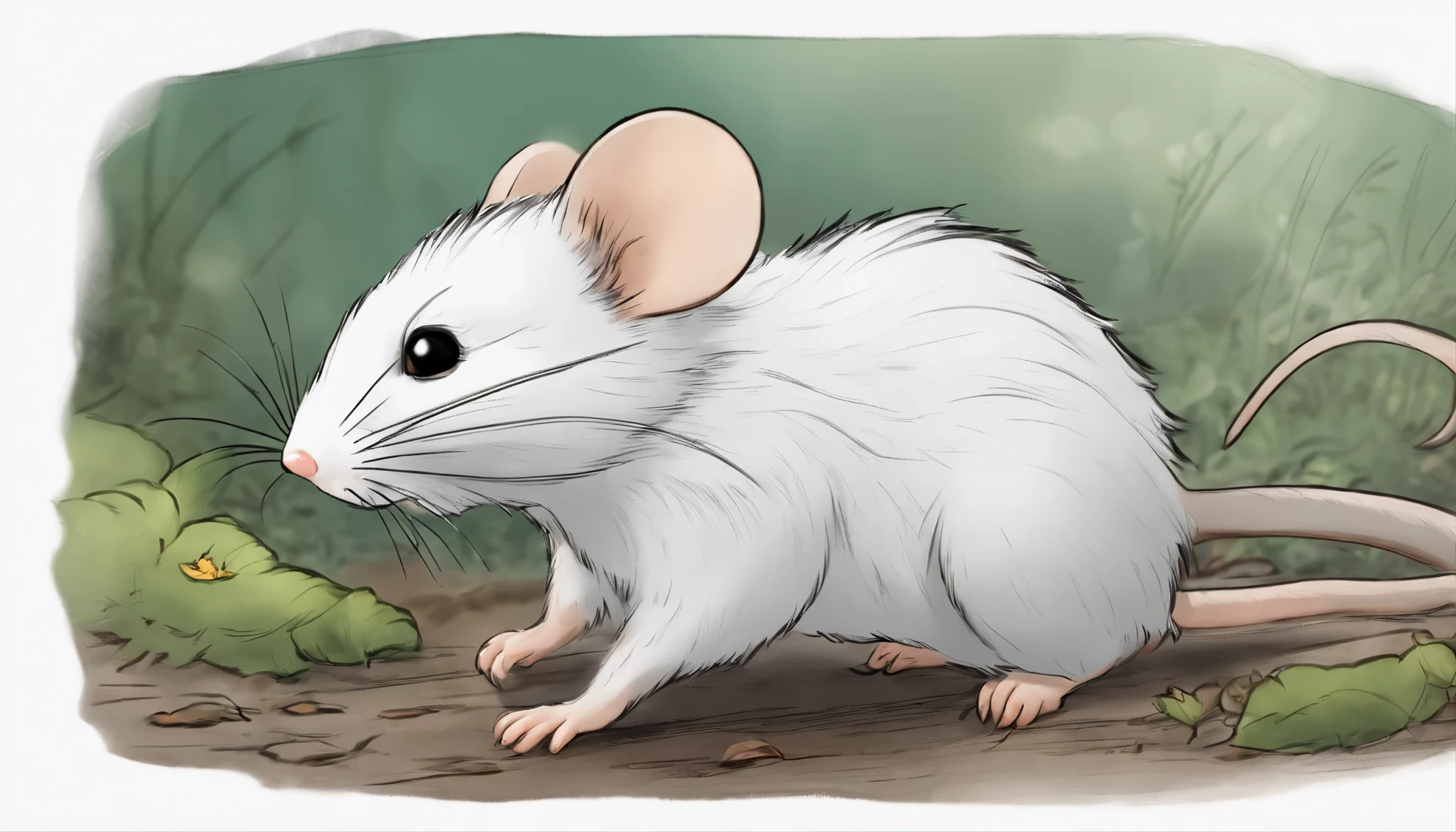 Small mouse,adolable,Shaggy,comic strip,White hair。mole。
