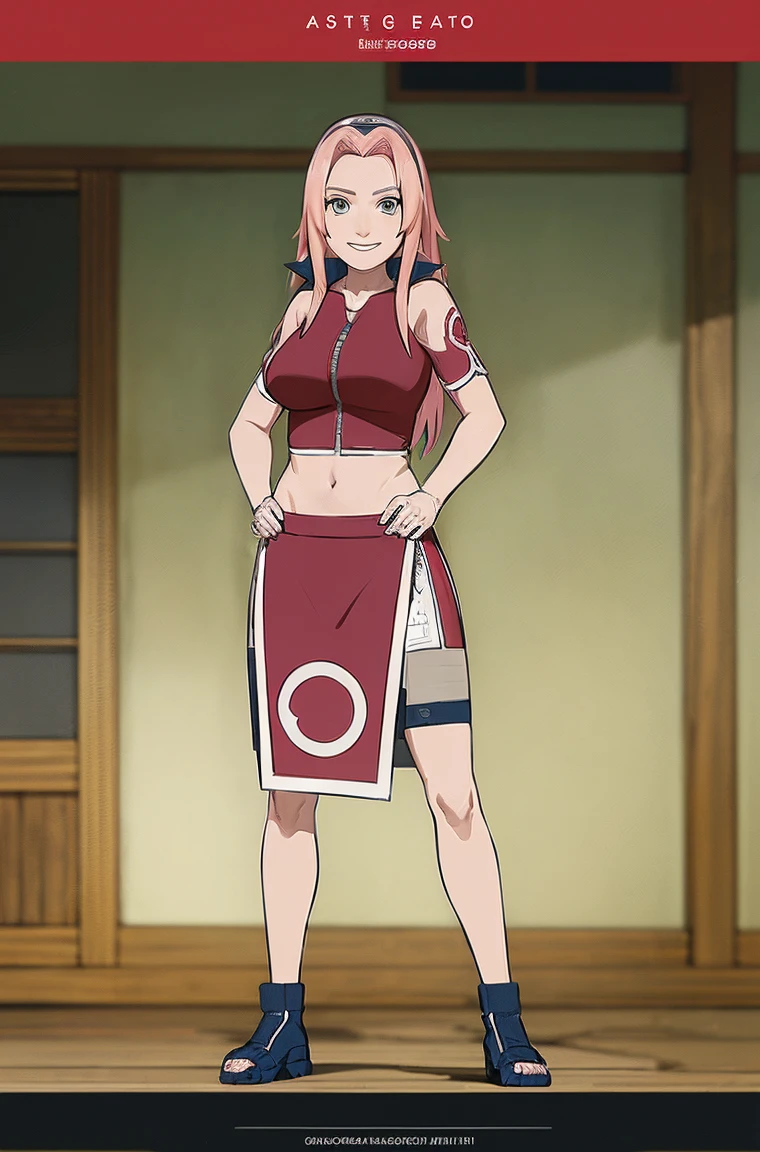 master piece, high quality, 8k, portrait, face shot, professional art, perfect features, perfect lighting, intricate details, very detailed background of a swimming pool, ((ultra detailed body, ultra detailed hair, ultra detailed face)), best quality, anime style, anime coloring, 1girl, Sakura Haruno, genin, ((huge_breast)), alone, full body, big thighs, long hair, pink hair, green eyes, ((micro short)), navel, crotch, forehead protection, looking at viewer, perfect face, perfect eyes, lipstick, standing, smiling, hands on hips.