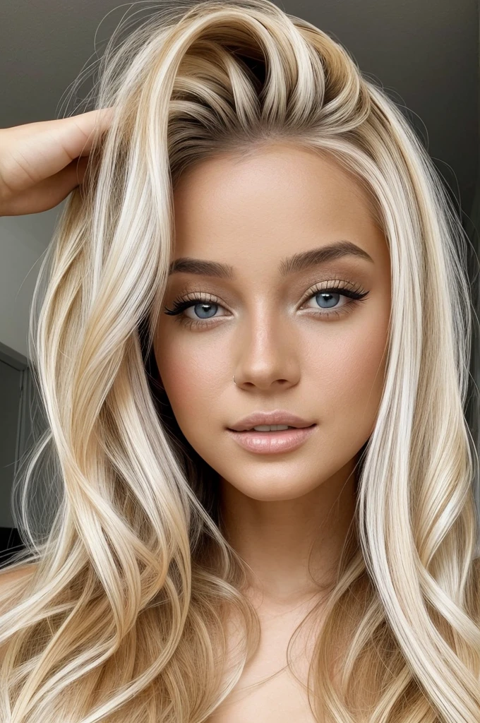 a beautiful woman, blonde hair,