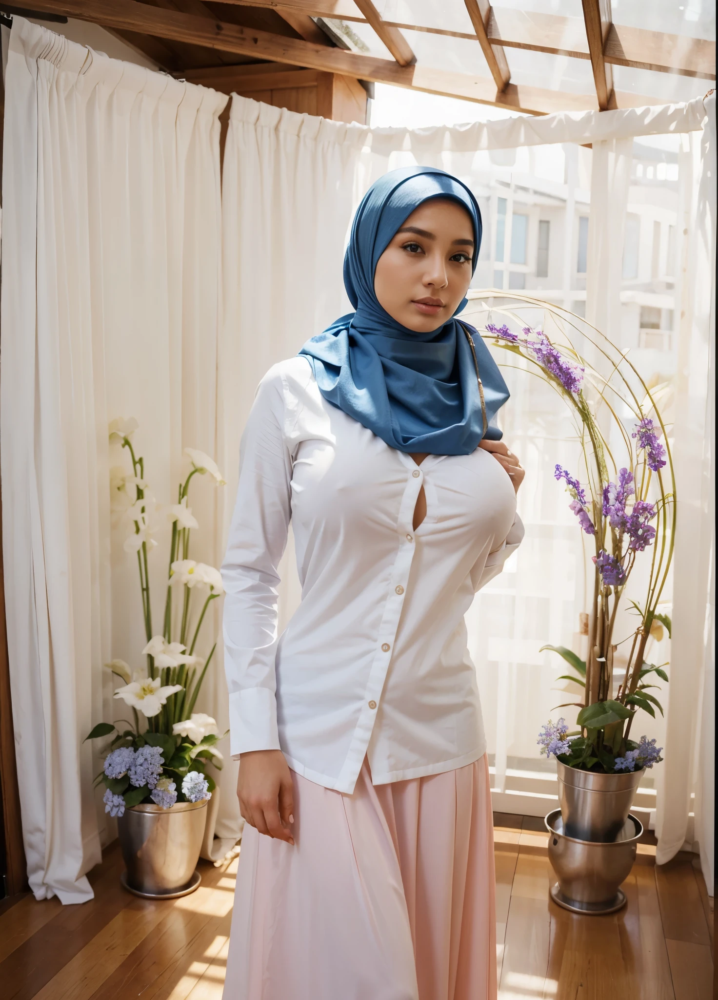 Big breast hijab blue