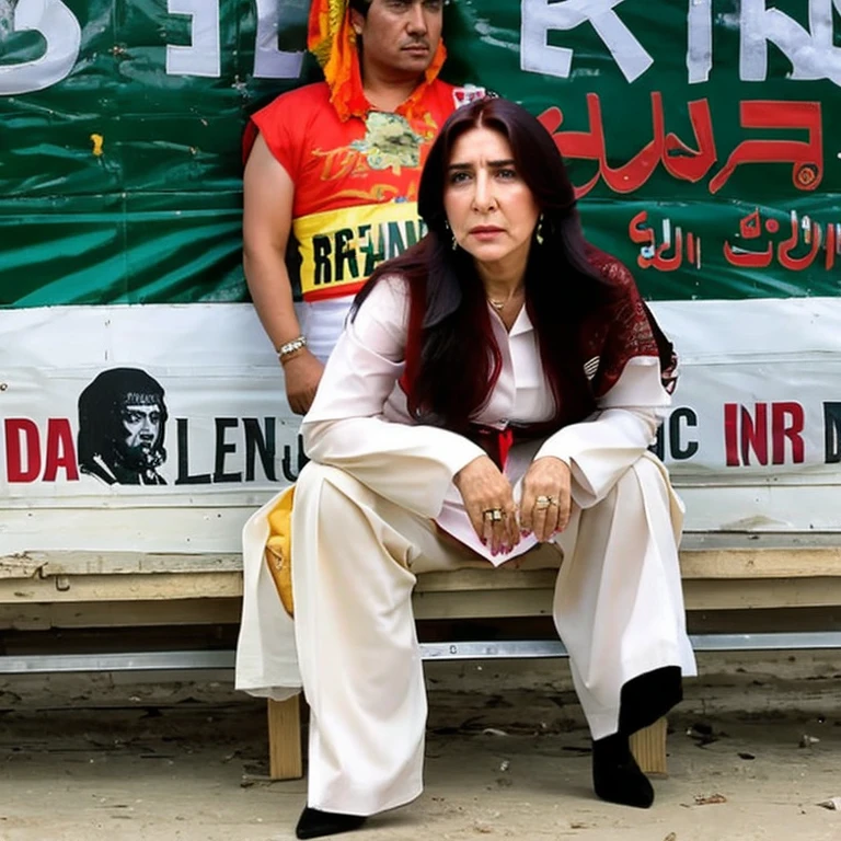 Benazir Bhutto is sitting on the campaign bench in Rawalpindi