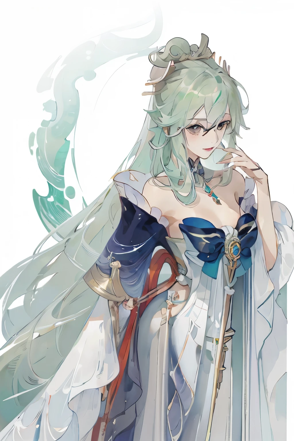 japanese manga characters are depicted in a picture with a background, from, Oriental plan official picture, eager character, japanese manga art nouveau cosmic display, detailed key japanese manga art, Exquisite details. japanese manga. tentacle, Macross Frontier Splash Art, lady palutena, Dragon Queen's art style, 灵感from柳川重信