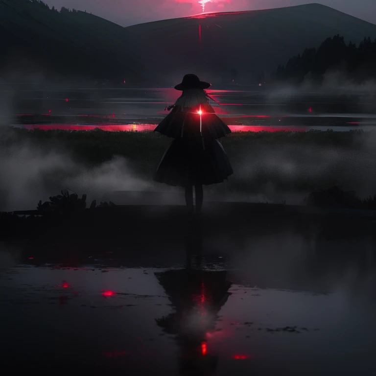 Créer moi une scene  avec c mot clefs paysage lumineux,tristesse et pouvoir divine,Fille anime,yeux rouge, meilleur qualités  d'image, pousse les détails au maximum,colère,reflet,ombre,œil,sang,8k,ajustement de détail,performance,yeux démoniaques,éclairage accorder à la scène du paysage,moitier monstre moitier humaine, esprit maléfique,colère divine,ténèbres,créature,ultra sombre,Fille moitier humaine moitier monstre, meilleur qualités, dégradée de couleur du  paysage, soleil reflets sur la fille moitier humaine  moitier monstre,yeux rouge dégradant sur le noir, brume, vapeur noir sortant de ma fille maléfique.