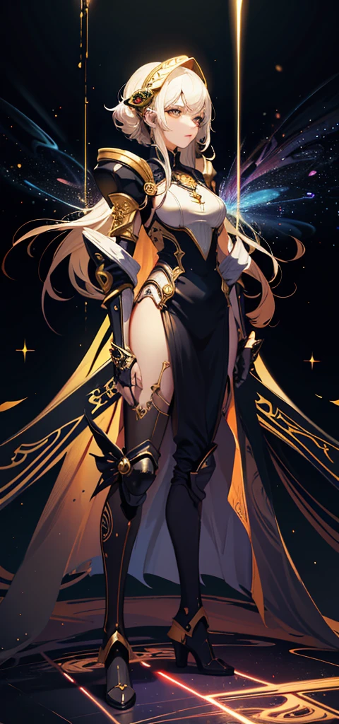 (((full body photo)))(masterpiece, top quality, best quality, official art, beautiful and aesthetic:1.2), (1girl), extreme detailed, (fractal art:1.3), colorful, highest detailed, perfect face, upper body, HDR, (praying:1.3), (white cloak golden lines:1.2), galaxy, (light streaks), striking visuals, (dynamic streaks, luminous trails:1.2), vibrant colors,