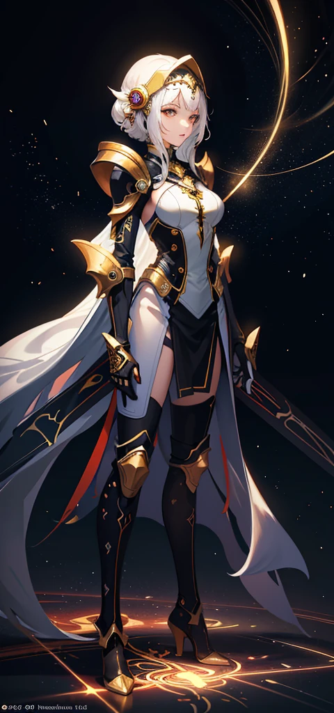 (((full body photo)))(masterpiece, top quality, best quality, official art, beautiful and aesthetic:1.2), (1girl), extreme detailed, (fractal art:1.3), colorful, highest detailed, perfect face, upper body, HDR, (praying:1.3), (white cloak golden lines:1.2), galaxy, (light streaks), striking visuals, (dynamic streaks, luminous trails:1.2), vibrant colors,