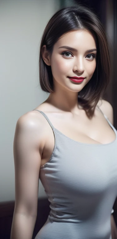 ((Best picture quality, 8K,tmasterpiece:1.3,)), ((Karina Lyla))，1girll, Beautiful woman with slender abs:1.3, (Casual hairstyle,鎖骨，Huge bust， Leaky big breasts:1.2，cleavage,Tattooed with), Ultra-fine face, 詳細な目, 二重まぶた