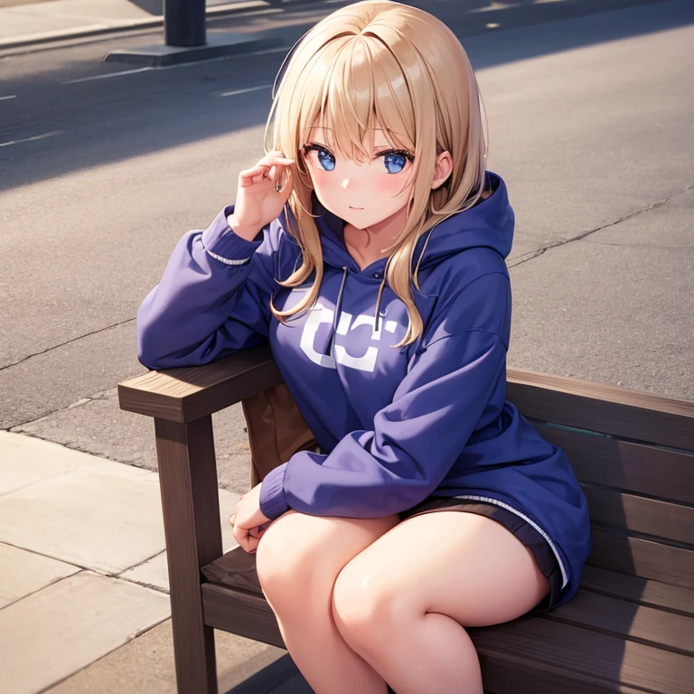 Girl sitting in a fleece sweatshirt 