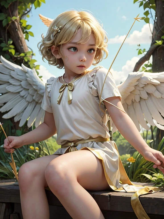 Top quality photography ! Boy Cupid with Bow and Arrow ! According to mythology, this boy is 5 years old or even younger , he has angel wings . his usual habitat is on the cloud ! A plump, cute child - an angel with blond curls - is looking for young people who have lost their love , shooting an arrow - it hits right in the heart and gives people love and happiness ! Happy is the one who met this cute boy ! Curly-haired cute blond boy with angel wings behind his back ! Curly handsome blond man with angel wings behind his back ! He always has his golden bow and arrows with him. ! He pulls the bow&#39;s string , takes aim and shoots ! He floats in the air above the trees or sits on a cloud ! He&#39;s Cupid ! angel  !