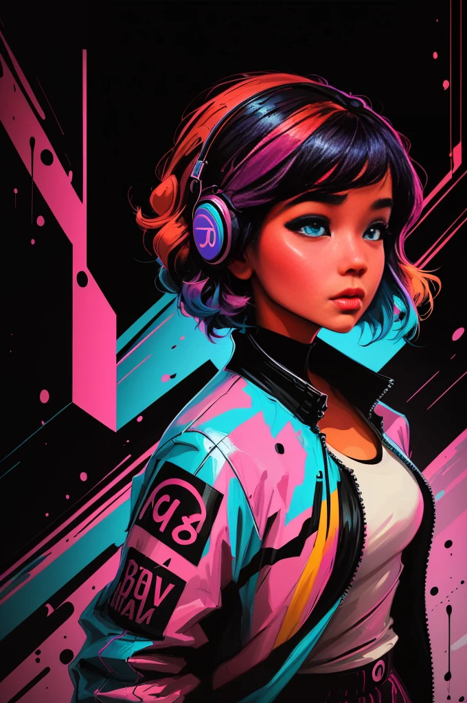 arafed image of a woman with a colorful shirt and jacket, a pop art painting inspired by Ilya Kuvshinov, trending on cgsociety, digital art, vibrant fan art, colourful movie art, style digital painting, colorful digital painting, digital art style, digital art. colorful comic, digital art!!, photoshop art, in style of digital painting