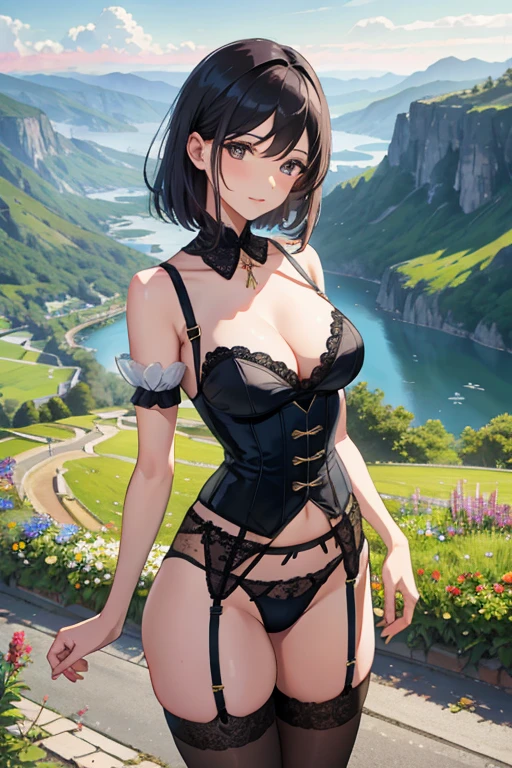 garter belt、beautiful mature woman、Landscape