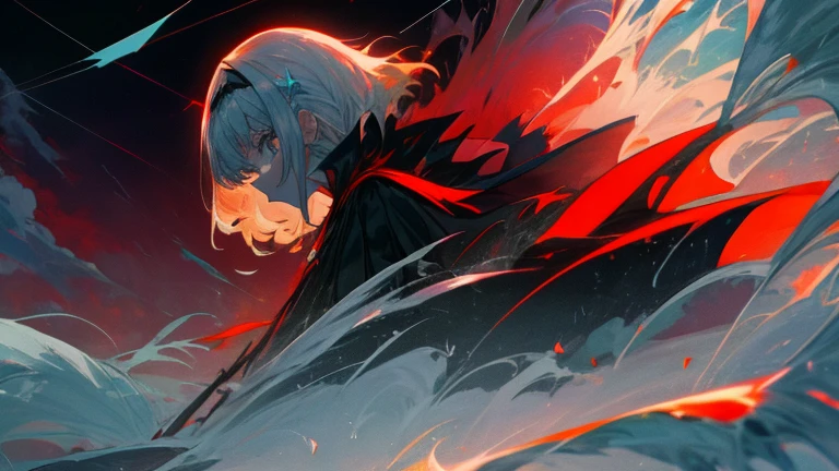 Une fille, gros plan visage,Détailler,meilleur qualités,8k,ajustement éclairage coucher de soleil, reflètent Détailler, ombre de la fille dans le reflets du soleil,surréaliste, montagne noir, ombre du soleil,demon,sublime,froid,chaud,gris,brume,vapeur,tornade, dans la tornade le reflet de la fille tout en noir, avec des feuilles devant la tornades, nuage gris, coucher de soleil,double face, imagination surnaturelle, yeux cristallisée gros plan visage,Détailler cheveux blanc,profil,double face, moisissures,noir,sombre,ombre, reflet blanc, reflet noir, reflet ensoleillé, reflet tornade,vent, cheveux qui bouge, anime,éclair,géante éclair qui tombe à coter de la fille,projection des étincelant sur la fille,reflettement du soleil dans les yeux, visage detailler au maximums,éclairage rouge au niveau des yeux,réaliste,visage detailler cheveux detailler (blanc),fusion,peinture sombre.
