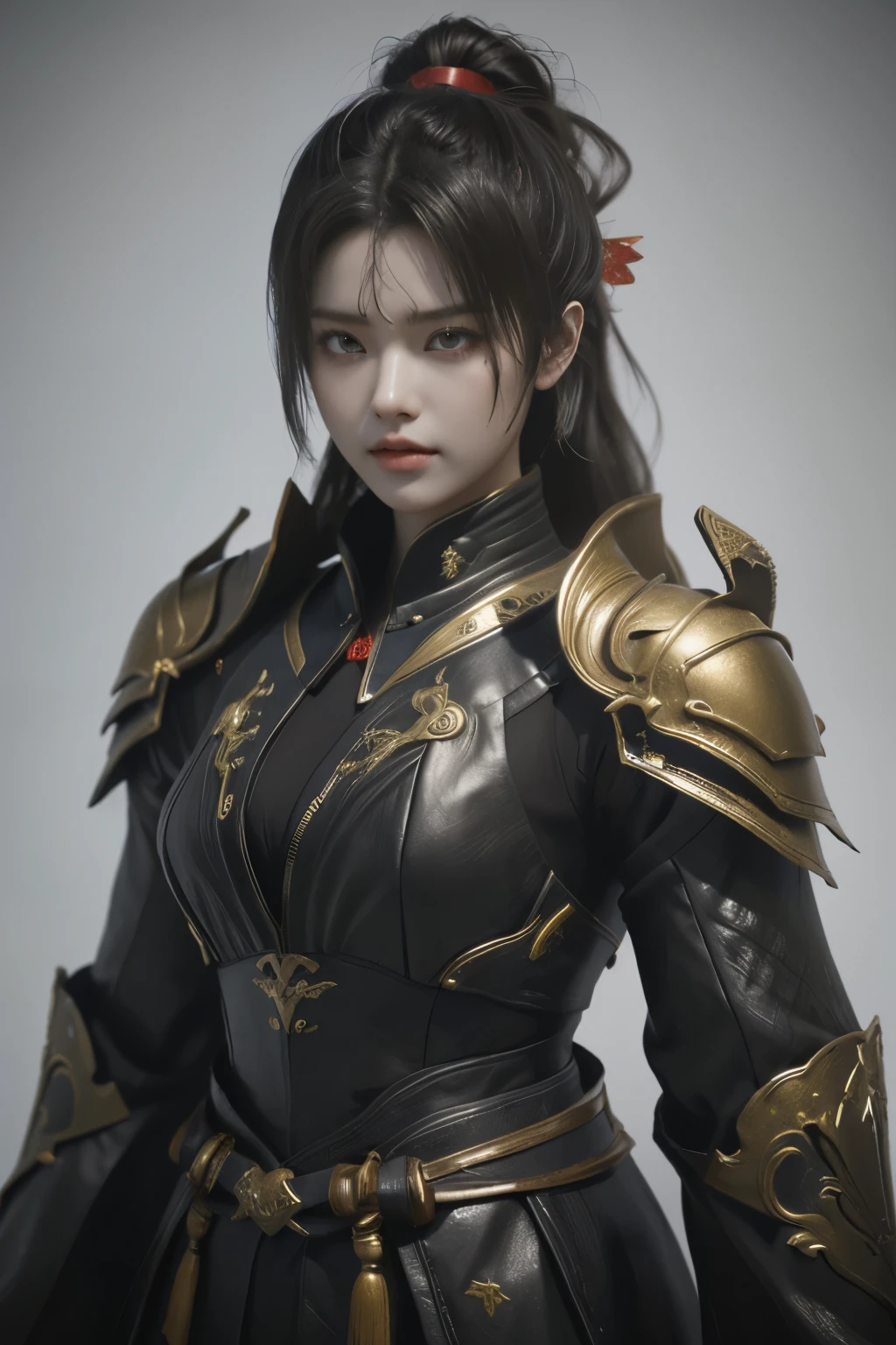 Game art,The best picture quality,Highest resolution,8K,(A bust photograph),(Portrait),(Head close-up),(Rule of thirds),Unreal Engine 5 rendering works, (The Girl of the Future),(Female Warrior), 22岁少女,(Female hackers),(White,Ancient Oriental hairstyle),((The pupils of the red eyes:1.3)),(A beautiful eye full of detail),(Big breasts),(Eye shadow),优雅迷人,冷漠,((Anger)),(Cyberpunk jacket full of futuristic look,Joint Armor,There are exquisite Chinese patterns on the clothes,A flash of jewellery),赛博朋克人物,未来风格, 拍照姿势,城市背景,Movie lights,Ray tracing,Game CG,((3D Unreal Engine)),oc渲染反射纹