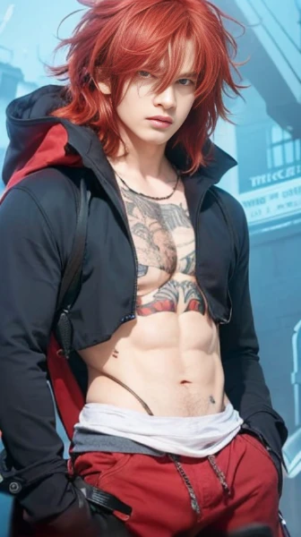 Masterpiece,best quality,1 man,red hair,detail clothes,muscular ,realistic,cinematic