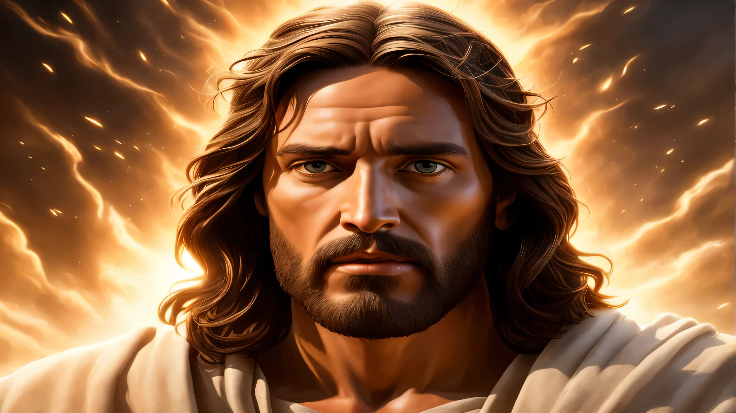 jesus com barba e barba em estilo de pintura, Jesus Cristo, rosto de jesus, portrait of Jesus Cristo, Greg Olsen, O Senhor e Salvador, Jesus, Jesus de Nazaré, Jesus Cristo in mass effect, de arte, pintura digital épica, por Scott Gustafson, Jesus Cristo going super saiyan, tron legacy Jesus Cristo, A face de Deus
