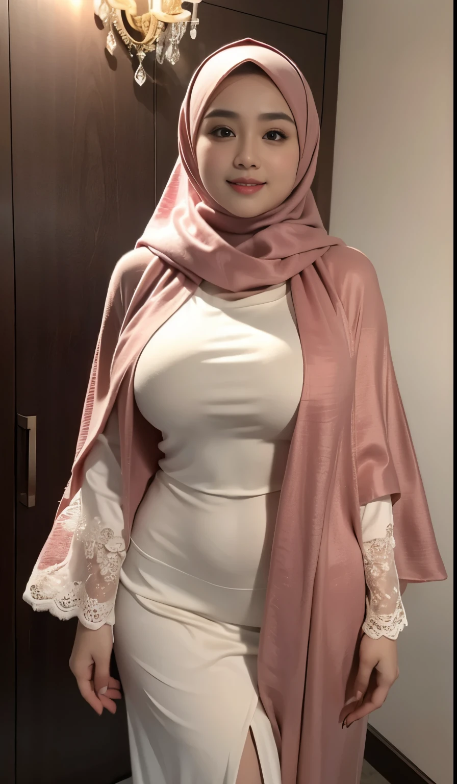RAW, Best quality, high resolution, masterpiece: 1.3), beautiful Malay woman in hijab (iu:0.8)1beautiful Malay woman in hijab nudes, big breast, modern muslim fashion, flowing shawl, portrait photography, mid shot photo, ultra detail, professional photo with professional lighting, smile, random background, sexy seductive pose, curvy , nude
