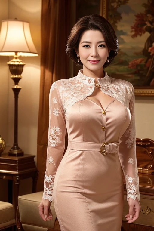 mature attractive woman,よりbig breasts,詳細なfaceの特徴,beautiful eyes,full lips,long eyelashes,perfect style hair,Wearing extravagant lingerie,standing with confidence,smile brightly,with a fascinating look,pose gracefully,emphasize her curvaceous figure,perfect skin tone and texture,Realistic, high-resolution depiction,Exudes sophistication and charm,Portraits taken by professionals,studio lighting and sharp focus,Impeccable attention to detail,Show off a woman&#39;s natural beauty,masterpiece quality artwork,bright and vibrant colors,Strengthen your overall composition,With a touch of sensuality and elegance,Exquisite and classy aesthetics,rich and luxurious environment,in a luxurious environment,Ensure visually striking images,With a warm and attractive color palette,soft and flattering lighting,Create a gorgeous atmosphere,An atmosphere of confidence and empowerment,Encapsulating a woman&#39;s charisma and inner strength,celebrate her beauty and femininity,mature attractive womanの本質を真に捉えています.　Full body figure，down to your feet，balance，gorgeous big belt，big ass，Adjustment　Y-shirt with a tight tight collar，lively，big breasts，Adjustment，とてもbig breasts，balance　Luxury Gold Necklace　Protruding chest　big breasts　　身体全体balanceAdjustment　サイズcorrection　Precision　delicate　MEGA　Large bust　body style　delicatecorrection　Face Line　美しいAdjustment　big collar　perfect addition　再correction　perfect finger，correction　表情完璧な再correction　画像クリアAdjustment　手のbalancecorrection　Darker batch remake《beauty》指の数correction　完璧な手のAdjustment　beauty　　とてもfaceの修整　Adjustment　美しいfaceのAdjustment　delicateなbalance　《fashion、White Y-shirt、tight y-shirt》，((Lace on the shoulders))，《collar standing up》，The sleeves are fastened with buttons　小faceAdjustment　chest volume 30％UP，big breasts　A chest that is about to burst　beautiful lady　perfect lady　face、Pour thick white water on your mouth　袖はピシッとtight hostess suit　キャバ嬢スーツピシッとcorrection　tight hostess suit　超絶tight hostess suit