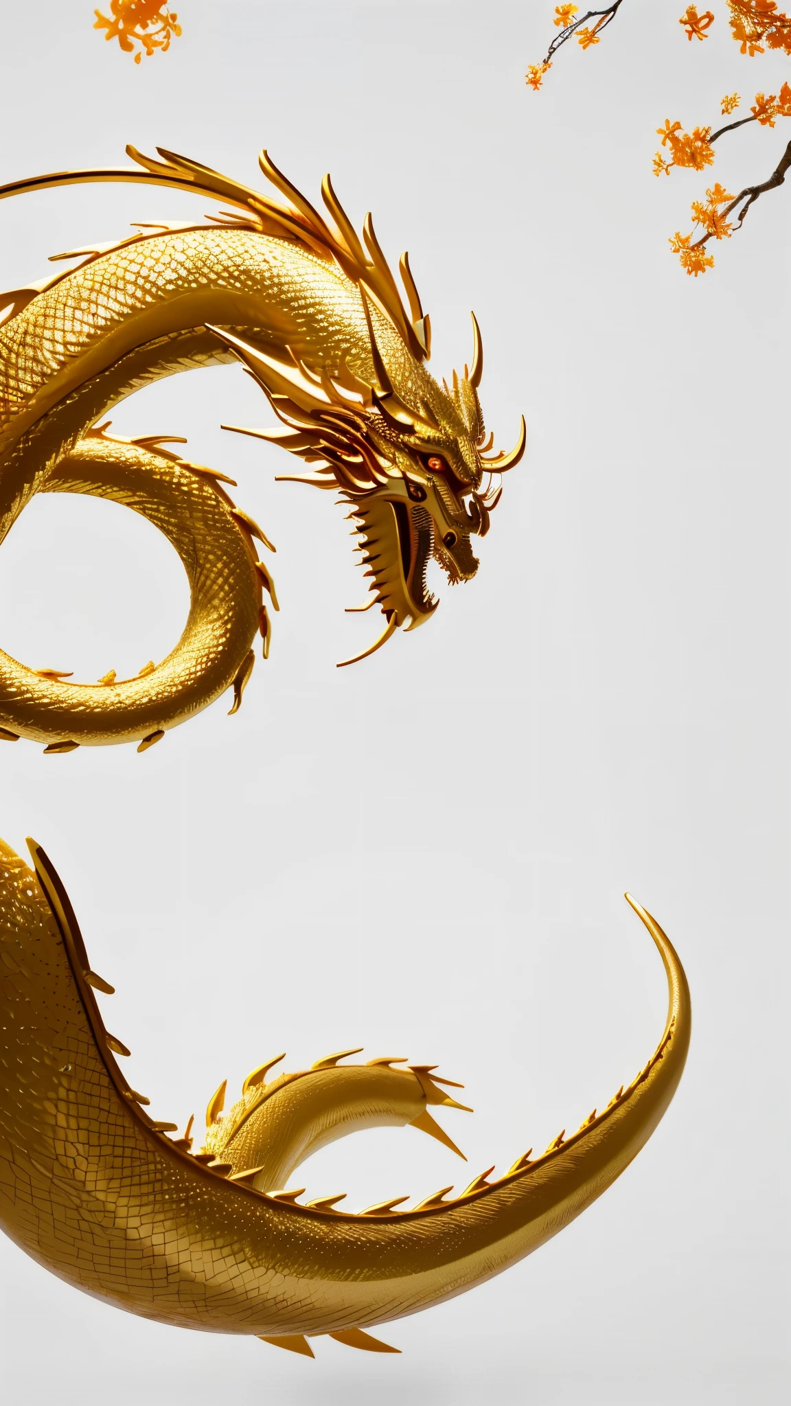 Chinese New Year auspiciousDragon theme, abstract minimalist dragon design,subtle gold on white, clear background, C4D OCrender style, soft natural lighting, simple andelegant space.--ar 3:4--V 6.0