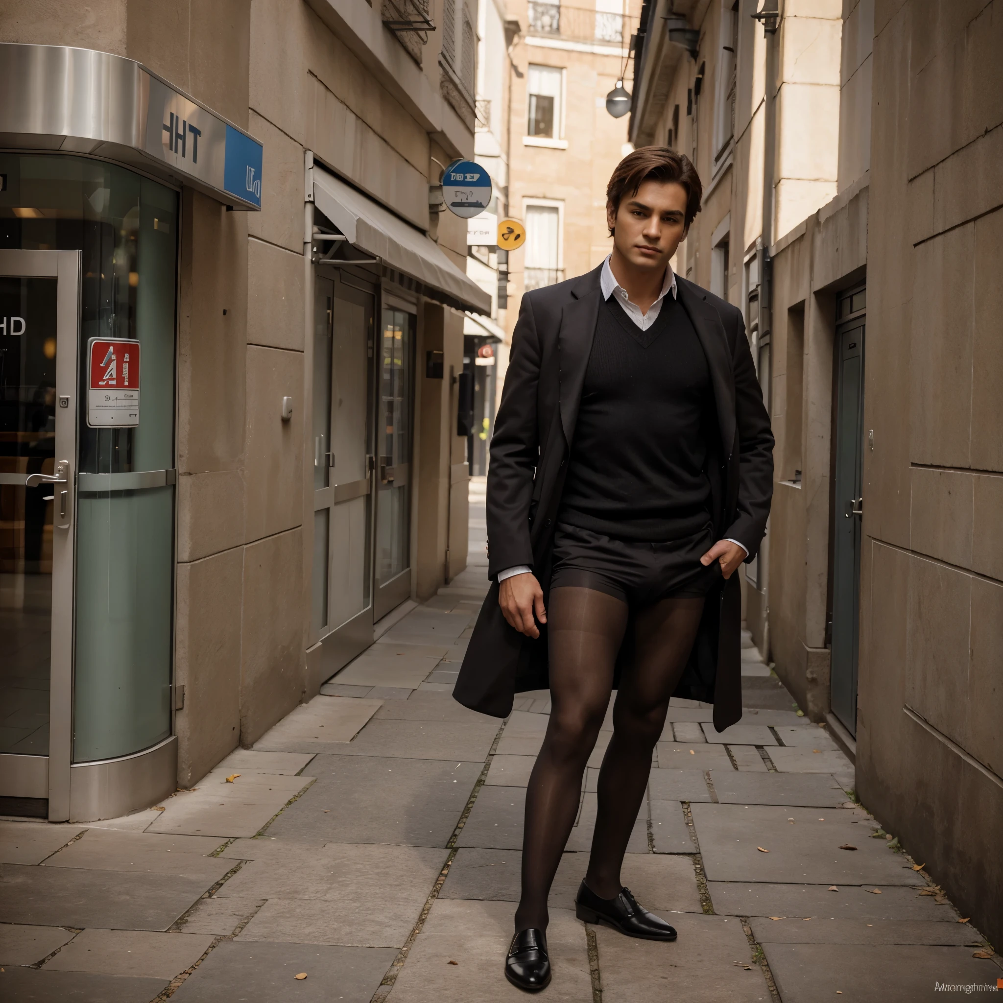 Ultra HD, High detail, high quality, realistic, a man in pantyhose.
