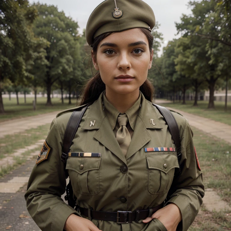 Please create an original military army uniform stylized as an world war II uniform in color Khaki