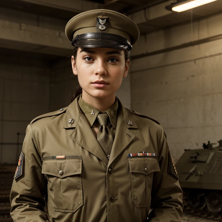Please create an original military army uniform stylized as an world war II uniform in light brown color