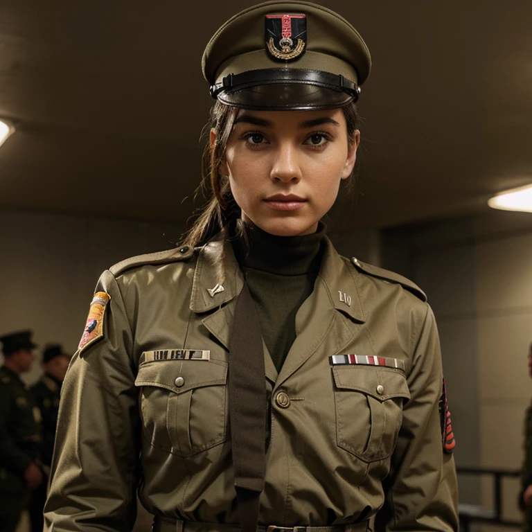 Please create an original military army uniform stylized as an world war II uniform in light brown color