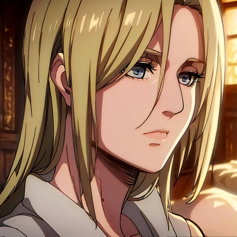 Annie Leonhart, a character from Attack on Titan, is the main focus of the artwork. Her eyes are beautifully detailed, and her lips are also beautifully detailed. Her face and eyes are extremely detailed, with long eyelashes. She is depicted with a strong and confident expression. 

The medium used to create this artwork is an illustration, with a realistic and photorealistic style. The artwork is of the best quality, with a resolution of 4k or 8k, ensuring ultra-detailed and sharp focus. The colors are vivid and the lighting is carefully crafted to create a visually appealing scene. The artwork showcases the human body in a tasteful manner, highlighting the beauty and elegance of the female form. 

In the background, there is a garden setting, featuring lush greenery and blooming flowers. The composition is balanced and visually pleasing, emphasizing the beauty of nature. The artwork captures Annie Leonhart as a strong and captivating character, with attention to detail and realism. 

She has big tits, her tits are masive, her breasts are large. Prominent chest, chest focus, NUDE BREASTS, PRESENTING BREASTS, SEXY TITS, FLASHING BREASTS, DISPLAYING BREASTS, SEXY BREASTS, WET. WET BREASTS, CUM ON TITS, CUM ON BREASTS, CUM, CUM COVERED BREASTS 