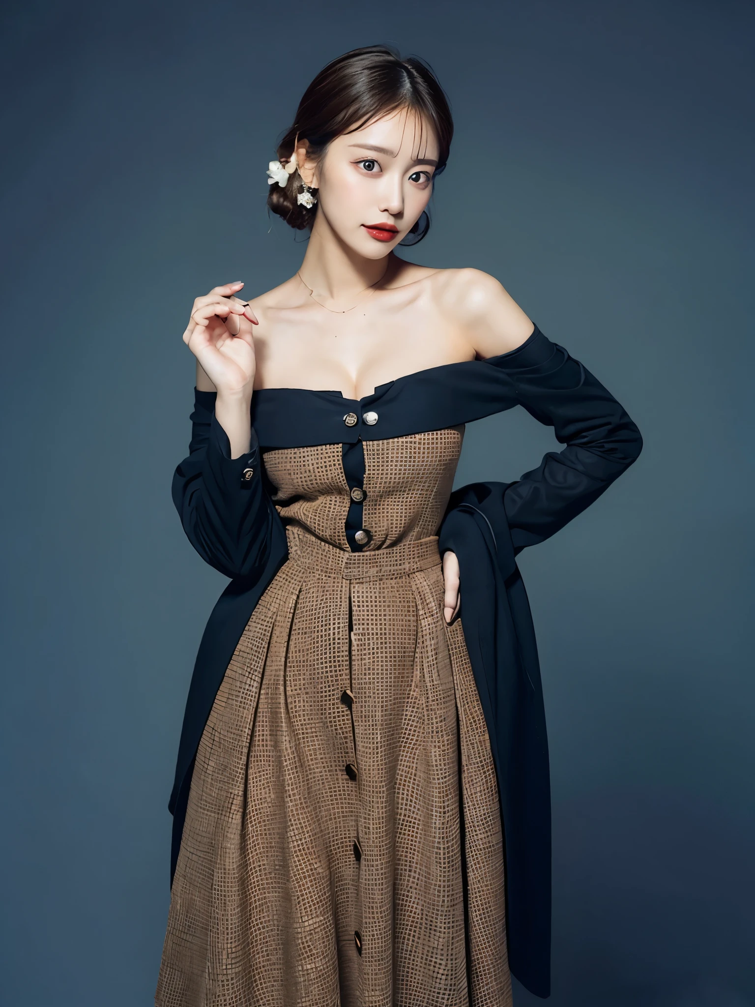Randam color background, off shoulder