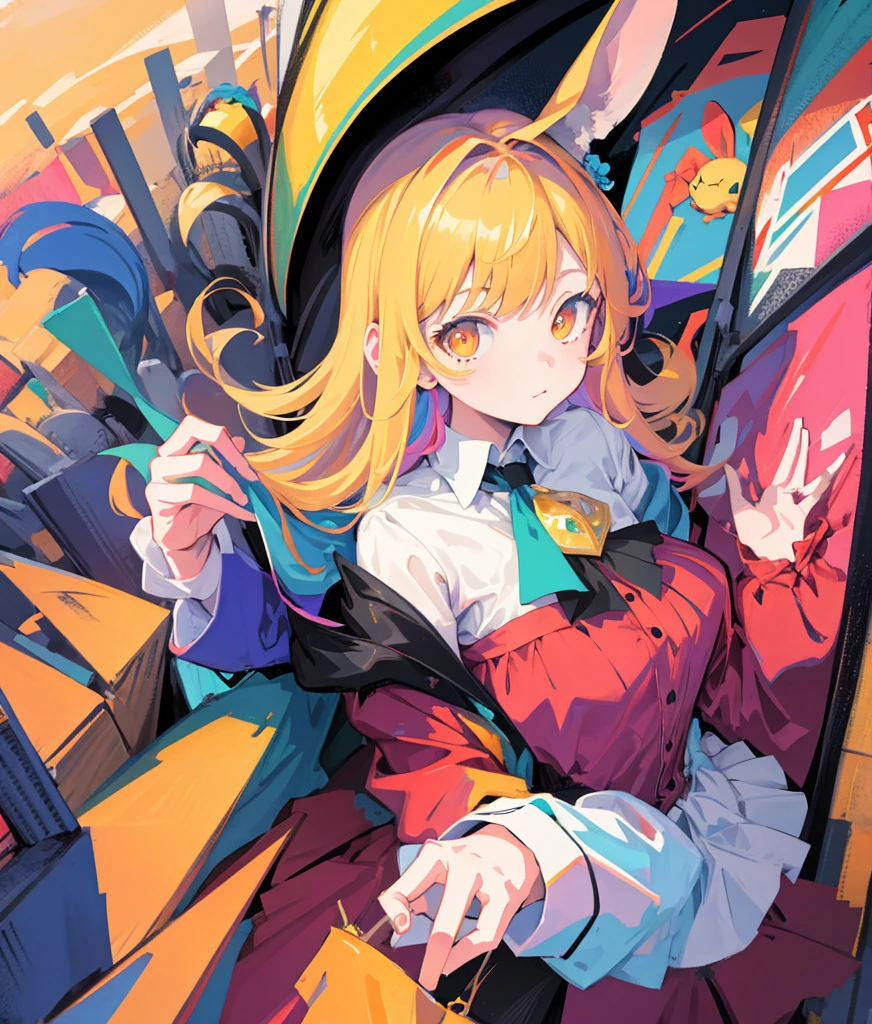 (flat color:0.9),(colorful:1.1),(masterpiece:1,2), best quality, masterpiece, highres, original, extremely detailed wallpaper, looking at viewer,,,1girl,solo,Bunny Girl,Portrait