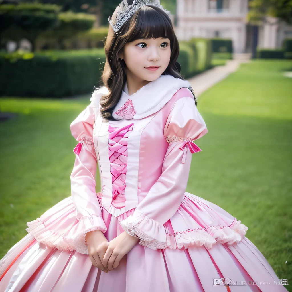 ,highest quality, masterpiece, highest resolution, artwork, super それにget used to it, many get used to it, get used to it, それにget used to it, 3k realistic pictures,,((two 10 year old s)),Ultra-detailed juvenile face,two are princesses,full length ball gown dress with hoop skirt,ruffled yoke collar,puff sleeves,long sleeve,((Lolita stylt pink detailed princess dress with lots of ruffles and ribbons)),Rococo style lolita fashion,y satin dress,Soft and smooth fabric,luxury,long blonde hair,blue eyes,white skin european,