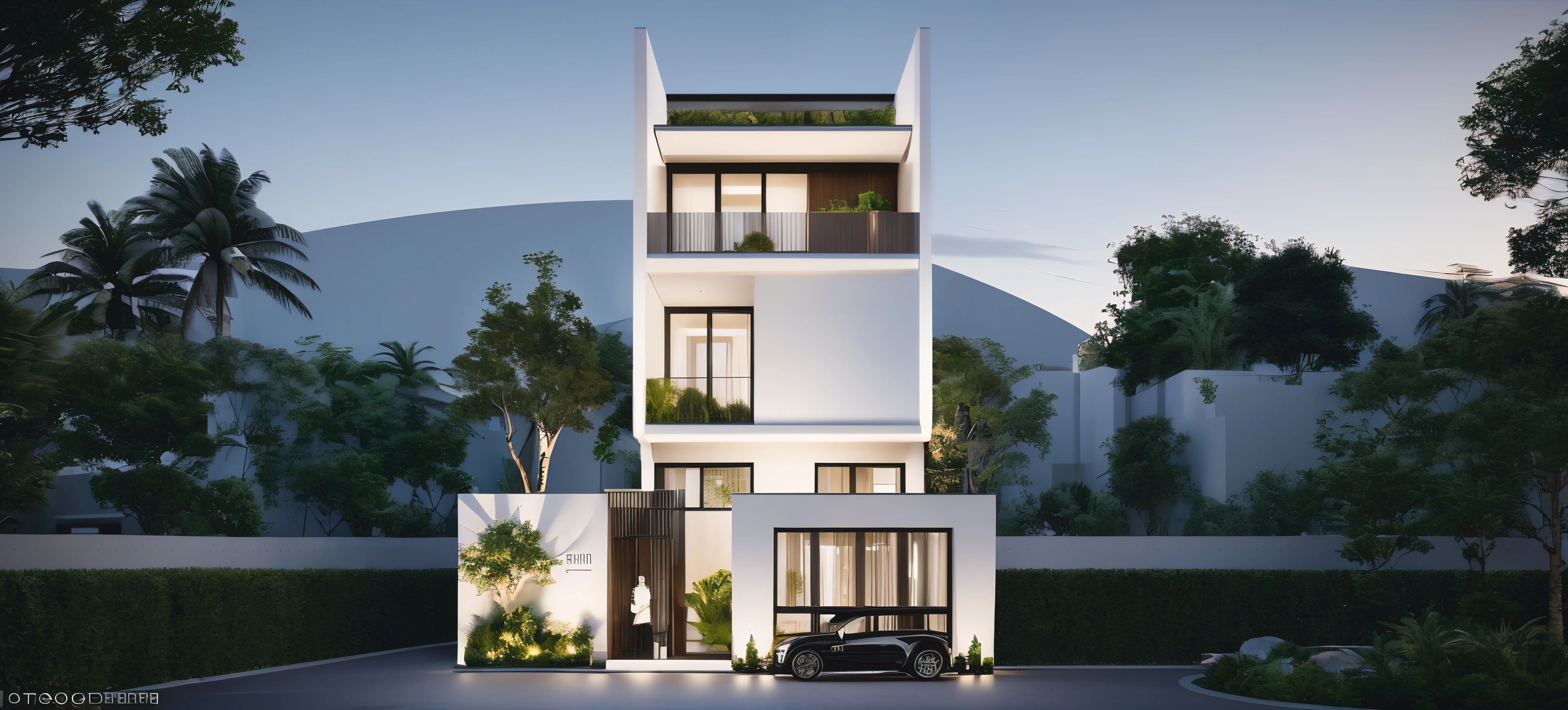 A (Photorealism:1.1) architect style indochine, car parked in front of a two story building, clean linework, frontview, inter dimensional villa, (white wall:1.1), White column and wall details, (detail roof tile:1.1), (window glass detail:1.1), (wall lamp) 3rd floor details, (Balcony fence details:1.1), exterior design, white detailed sketch, neo - classical style, architectural illustration, realistic architecture, architectural concept, residential design, (masterpiece),(high quality), best quality, real,(realistic), super detailed, (full detail),(4k),8k,architecture, RAW photo,Masterpiece, high quality, best quality, authentic, super detail, exterior, outdoor town house style, street, white wall, lobitum roof, refection glass windows, climbing plant on the bacony,(straight line architecture arch:1.2), trees, beautifuL sky, (day:1.1),vray, people walking on the sidewalk in front of a house, photo render, corporate photo, digitally enhanced, render, exterior shot, photorealistic, screengrab, (god ray:1.1), digitally painted, transparent, front-view, an illustration of, full - view, discovered photo, still capture, unreal engine 5, octane render, cinematic, front lighting, ultra-detail, ((realistic)) depth of field, photography, ((Super detailed)), FKAA, TXAA, RTX, SSAO, Post Processing, Post-Production, CGI, VFX, SFX, Full color, HDR, Realistic,8k,((Unreal Engine 5)), Cinematic intricate detail, extreme detail, science, hyper-detail, FKAA, super detail, super realistic, crazy detail, intricate detail, reflected light on glass, eye-catching wall lights, unreal engine 5, octane render, cinematic, 8K,Detailed, High-fidelity, Viwvid, Crisp, The sun shines on the project,  Sharp, soft lighting, Bright, Stunning low, ((Lifelike)), Natural, ((Eye-catching)), Illuminating, Flawless, High-quality,Sharp edge rendering