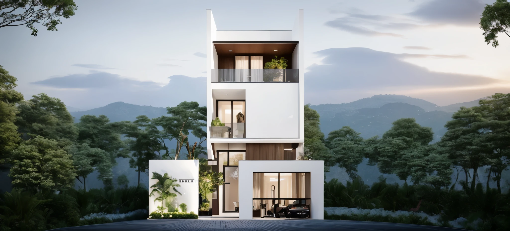 A (Photorealism:1.1) architect style indochine, car parked in front of a two story building, clean linework, frontview, inter dimensional villa, (white wall:1.1), White column and wall details, (detail roof tile:1.1), (window glass detail:1.1), (wall lamp) 3rd floor details, (Balcony fence details:1.1), exterior design, white detailed sketch, neo - classical style, architectural illustration, realistic architecture, architectural concept, residential design, (masterpiece),(high quality), best quality, real,(realistic), super detailed, (full detail),(4k),8k,architecture, RAW photo,Masterpiece, high quality, best quality, authentic, super detail, exterior, outdoor town house style, street, white wall, lobitum roof, refection glass windows, climbing plant on the bacony,(straight line architecture arch:1.2), trees, beautifuL sky, (day:1.1),vray, people walking on the sidewalk in front of a house, photo render, corporate photo, digitally enhanced, render, exterior shot, photorealistic, screengrab, (god ray:1.1), digitally painted, transparent, front-view, an illustration of, full - view, discovered photo, still capture, unreal engine 5, octane render, cinematic, front lighting, ultra-detail, ((realistic)) depth of field, photography, ((Super detailed)), FKAA, TXAA, RTX, SSAO, Post Processing, Post-Production, CGI, VFX, SFX, Full color, HDR, Realistic,8k,((Unreal Engine 5)), Cinematic intricate detail, extreme detail, science, hyper-detail, FKAA, super detail, super realistic, crazy detail, intricate detail, reflected light on glass, eye-catching wall lights, unreal engine 5, octane render, cinematic, 8K,Detailed, High-fidelity, Viwvid, Crisp, The sun shines on the project, Sharp, soft lighting, Bright, Stunning low, ((Lifelike)), Natural, ((Eye-catching)), Illuminating, Flawless, High-quality,Sharp edge rendering