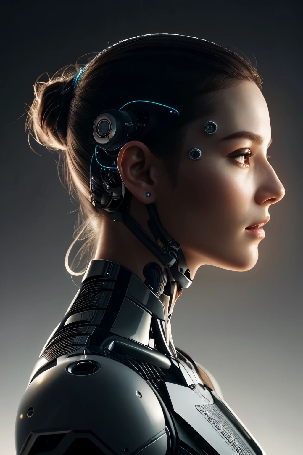 complex 3d render ultra detailed of a beautiful profile a girl android face, cyborg, robotic parts, 150 mm, beautiful studio soft light, rim light, vibrant details, luxurious cyberpunk, hyperrealistic, anatomical, facial muscles, cable electric wires, microchip, elegant, beautiful background, octane render, H. R. Giger style, 8k, best quality, masterpiece, illustration, an extremely delicate and beautiful, extremely detailed ,