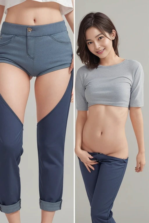 1 woman, idol, close-up,photo, film, depth of field, model, looking at viewer,realistic,full body,(((low rise pants))),(((no panties))),(((visible lower abdomens))),(NSFW),long T shirt,standing,(((sagging))),smile,(((cute face))),(((opened pants hook))),full body,(((smile))),(((show off lower abdomens))),(((pull down pants))),(((bare groin))),(((exposed bare groin))),(((pussy slip))),(((crack slip))),(((standing))),(((wide gap between stomach with pants))),(((no panties))),(((barely visible pussy))),