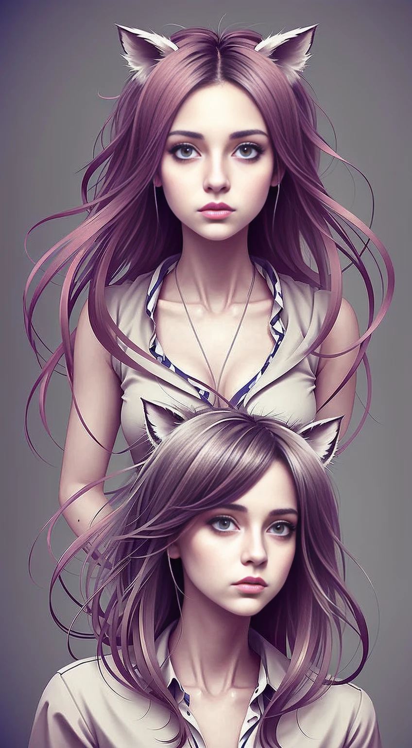 pixer style:1.25) waist-length portrait, girl, love, cute, anime, with cat ears, expressive eyes, natural skin texture, 4K texture, HDR, Complex, very detailed, sharp focus, cinematic look, very detailed
