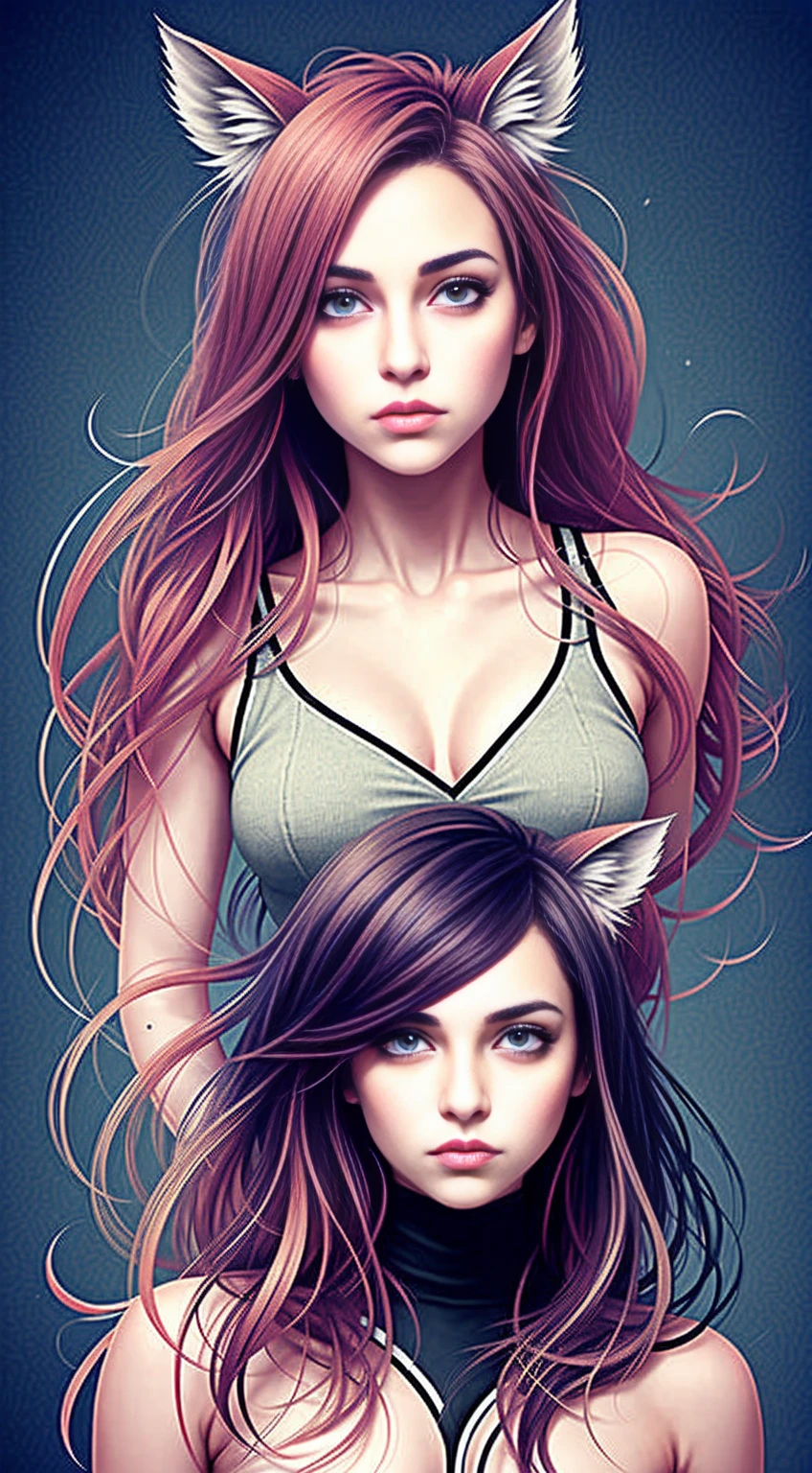 pixer style:1.25) waist-length portrait, love, cute, anime, with cat ears, expressive eyes, natural skin texture, 4K texture, HDR, Complex, very detailed, sharp focus, cinematic look, very detailed