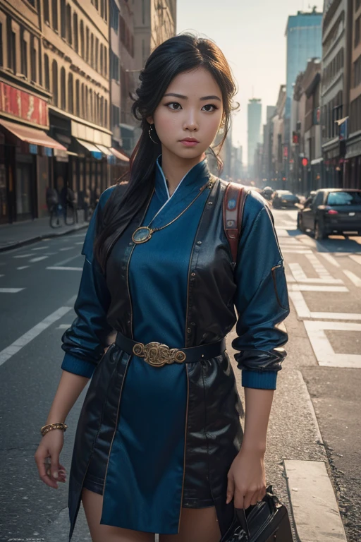 (8K, RAW Photo, Best Quality, Masterpiece: 1.2), (Realistic, Realistic: 1.37), 1 Girl, City Background, Avatar .50MM LENS