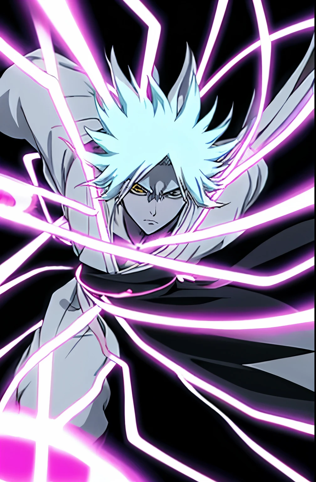 Anime, yokai, anime style, shonen, epic anime style, white background, based anime bleach, digital advanced anime art, Tite Kubo traits, Japanese Lightning God, striking manga artstyle, youkai