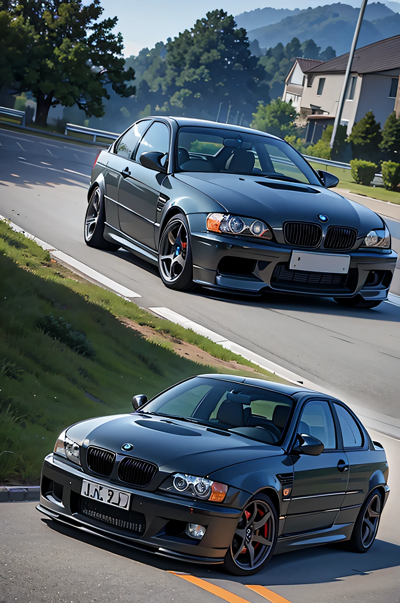 bmw m3 e46, should be a side view that captures tailights and doors