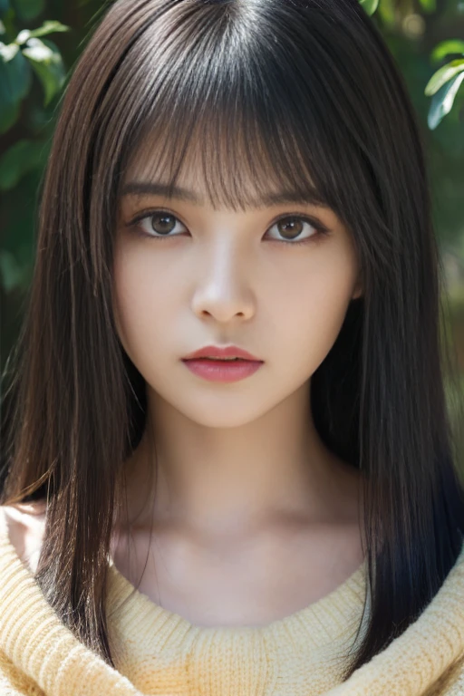 (masterpiece: 1.3), (8K, realistic, RAW photo, highest quality: 1.4), (1 girl), beautiful face, (realistic face), (black hair, long hair: 1.3), beautiful hairstyle, realistic eyes, beautiful detailed eyes, (realistic skin), beautiful skin, (sweater), absurd, Charm, Ultra High resolution, surreal, High resolution, golden ratio