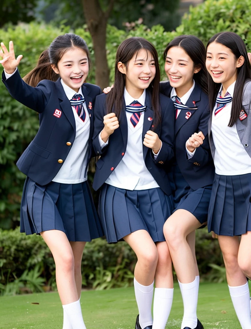 japanese school uniform、high school girl、a look full of compassion、18-year-old、7 head and body、Everyone is good friends、sailor suit、Laugh、Crying、beautiful girl、bounce、