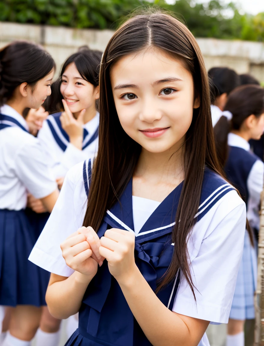 japanese school uniform、high school girl、a look full of compassion、18-year-old、7 head and body、Everyone is good friends、sailor suit、beautiful girl、dance、Girls only、sexy pose、