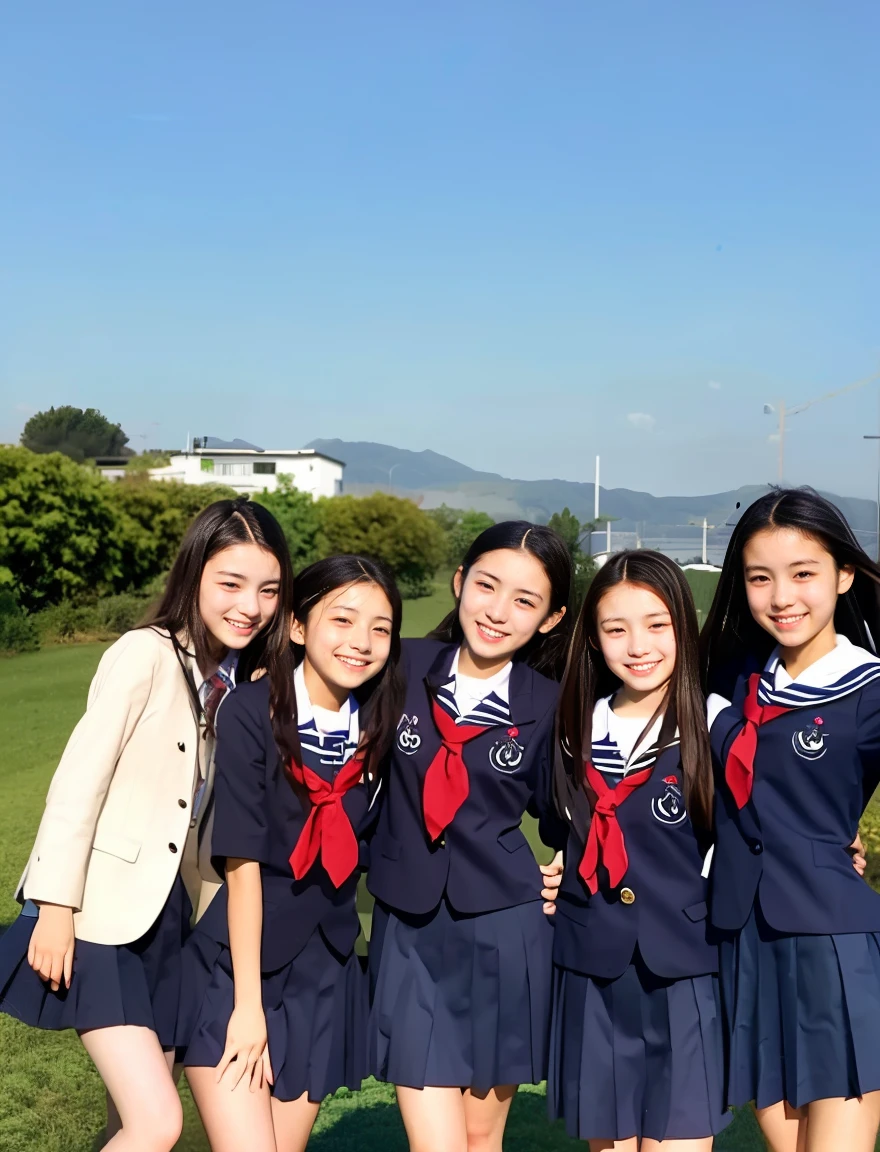 japanese school uniform、high school girl、a look full of compassion、18-year-old、7 head and body、Everyone is good friends、sailor suit、beautiful girl、Spinning、