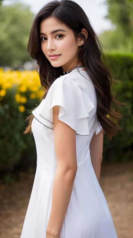tiro de vaquero, (alas negras:1.2), cabello muy largo, cola de caballo lateral, gargantilla, tenencia, fuera del hombro, (vestido blanco:1.3), chaqueta blanca,aureola,