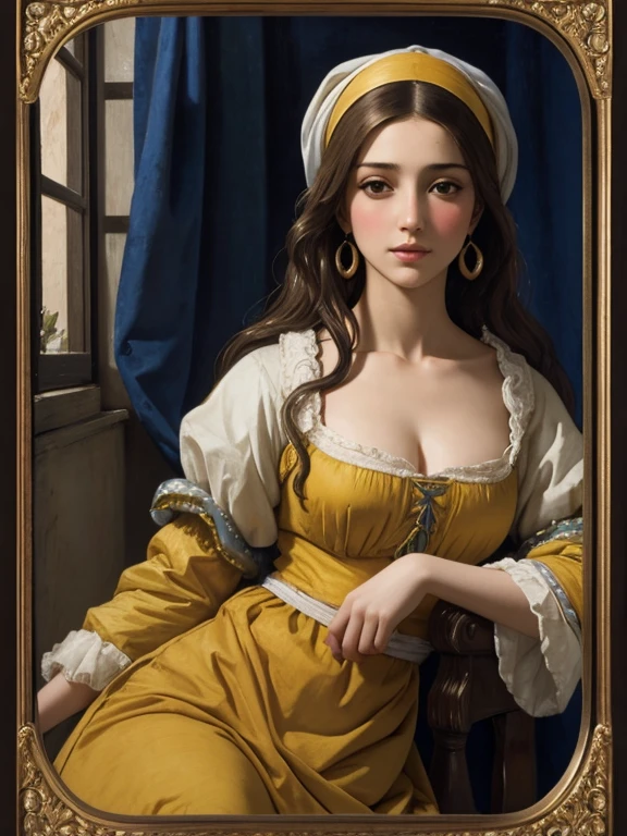 Versione erotica del quadro la ragazza con l'orecchino di perla di Vermeer che fa un pompino