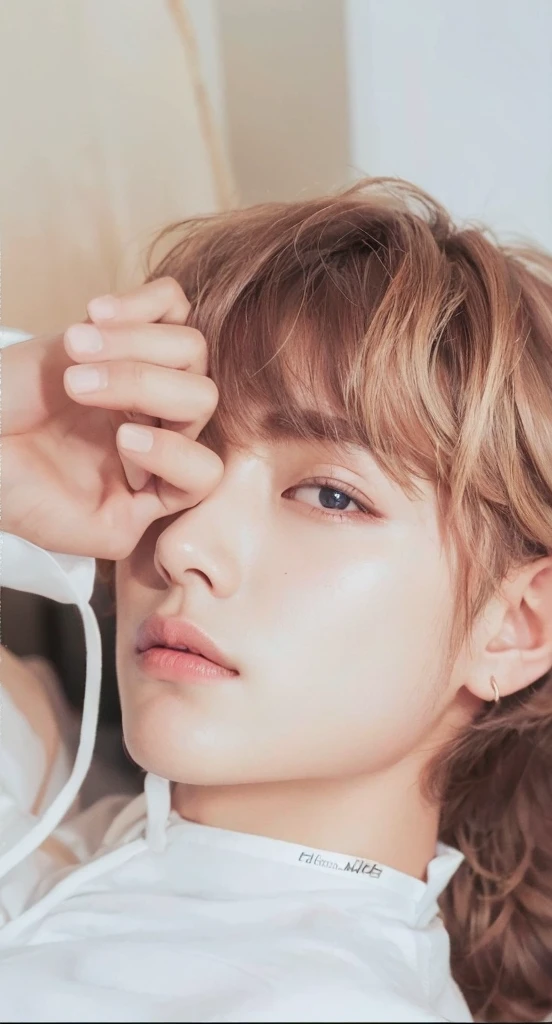 Mejor calidad, obra maestra, high resolution, 1 chico, masculino, Solo, parte superior del cuerpo, mature masculino, Kim Taehyung de BTS.