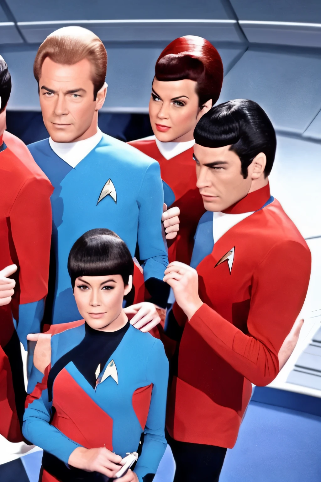 60s Star Trek ???? parody, set on the a cheap imitation bridge of the Starship Enterprise, sexy cheap, amateur cosplay
