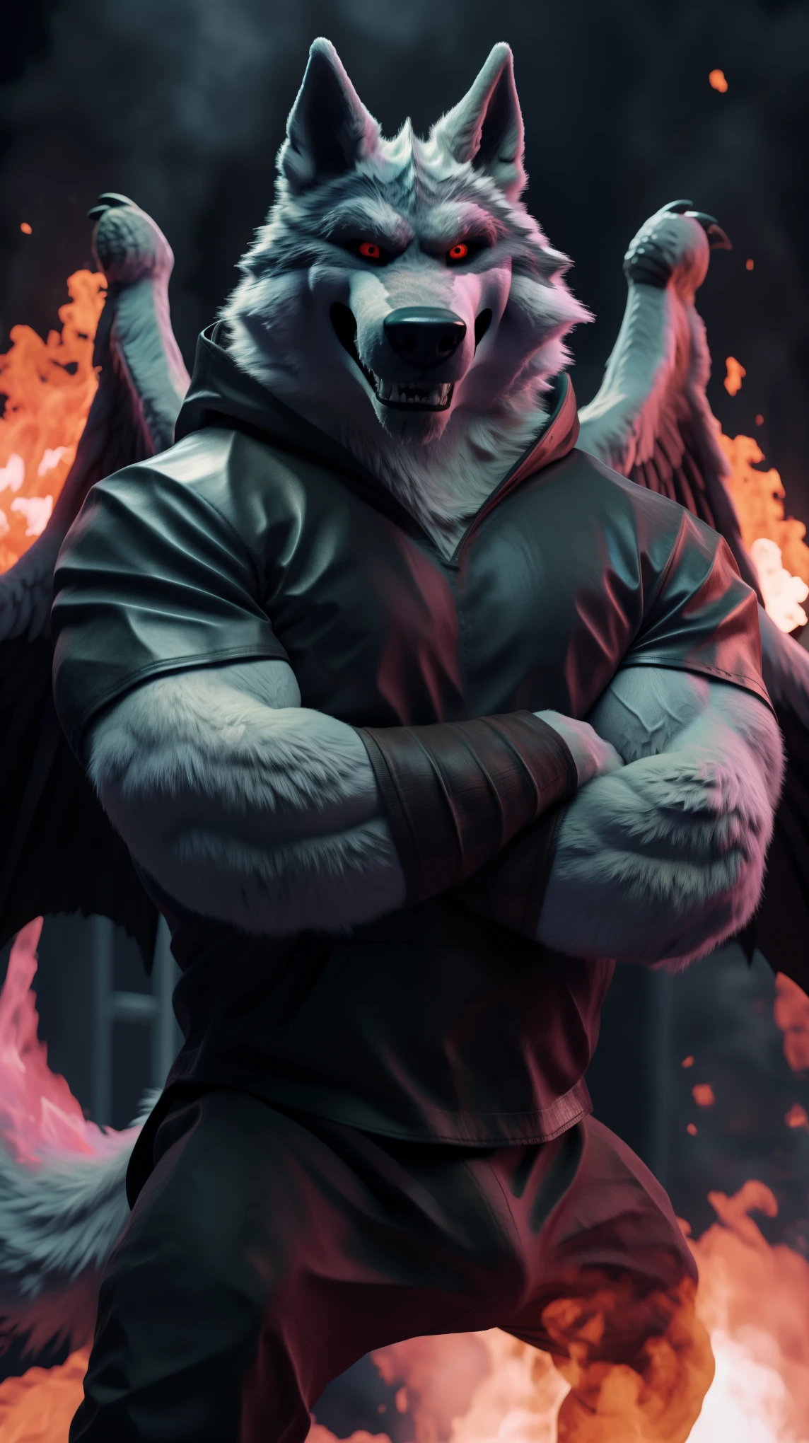 Death Wolf wearing a very sensual cosplay and very Batman hard penis used a condom looking at the viewer with his sexy red eyes full of horny masturbating yummy 3D ULTRA HD 8K