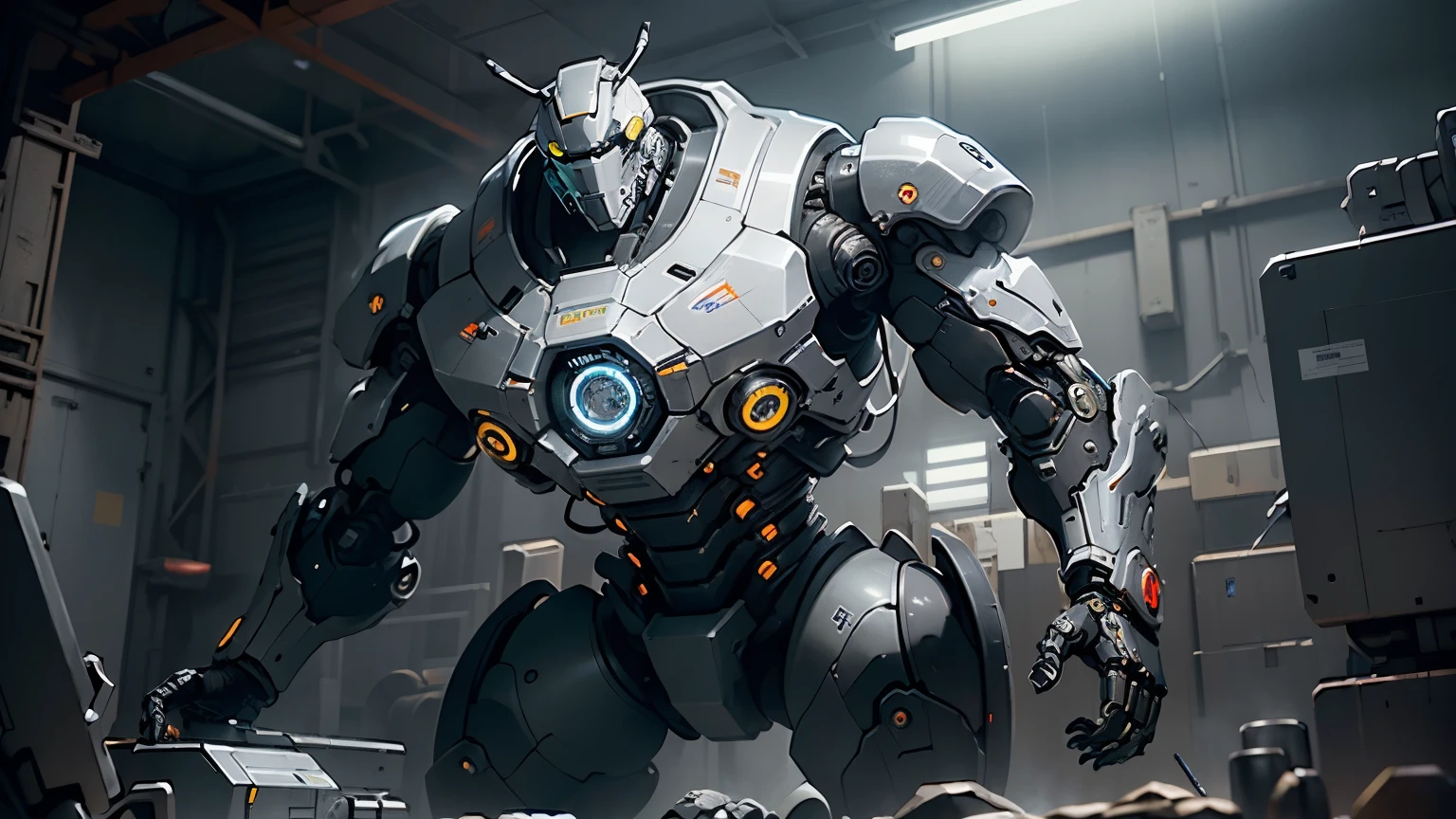 In a factory filled with futuristic robots, there is a group of dr roboman (1) working diligently to assemble robotic parts. The scene is depicted in a medium (2) that resembles highly-detailed illustrations and showcases the mechanical essence of the robots. The robots possess an industrial aesthetic with metallic exteriors and LED lights emitting a soft glow from their core. Their sleek design and precise movements are highlighted by ultra-detailed (best quality, 4k, highres, masterpiece:1.2) renders, capturing every intricate detail of their mechanical components.

The factory is bustling with activity, with various machines and assembly lines in the background, [conveying a sense of productivity and efficiency]. The color palette (vivid colors:1.1) reflects the futuristic theme, with shades of silver, blue, and neon lights providing a technologically advanced ambiance. The lighting setup (studio lighting) creates dramatic highlights and shadows, emphasizing the robots' metallic textures and enhancing the overall atmosphere.

As the robots diligently work, their movements are accompanied by a rhythmic hum, adding an auditory layer to the scene. The entire composition exudes a sense of order and precision, emphasizing the advanced capabilities and advanced technology employed by these dr roboman. The prompt aims to capture the essence of these futuristic robots and their industrial environment, allowing Stable Diffusion to generate a visually stunning image that showcases the intricate details and the technological marvel of these robotic creations in a captivating way.